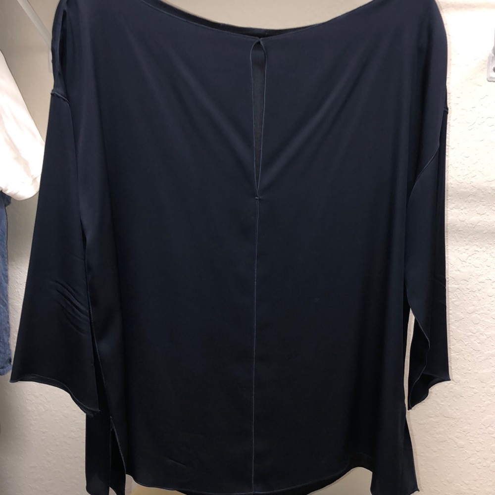Vince Navy Silk Blouse Medium M